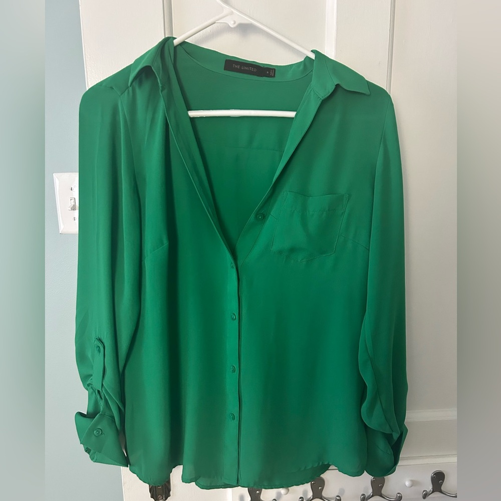 The Limited Women's Vibrant Green Button Down Shirt